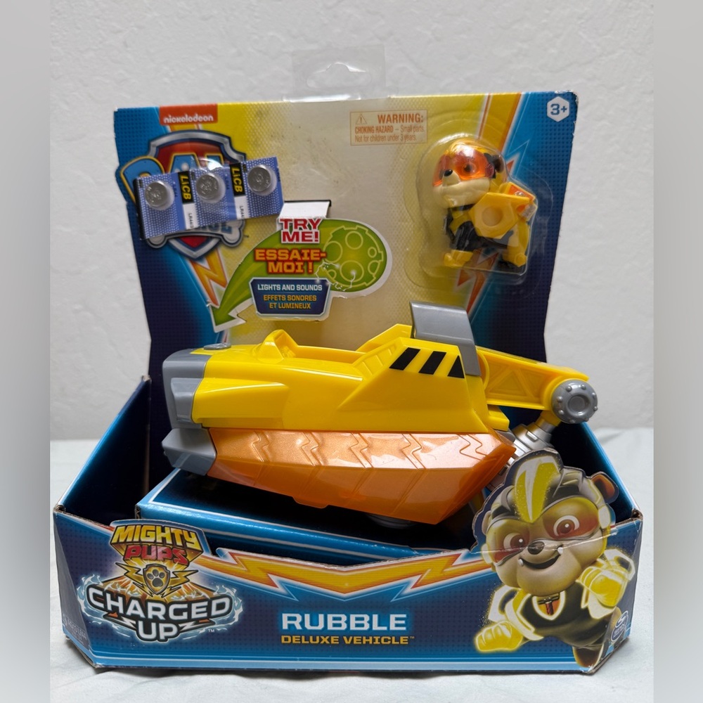 Paw Patrol Mighty Pups Charged Up Rubble Deluxe Vehicle